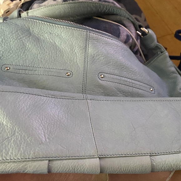 b. makowsky Woven Panel Studded Shoulder Bag - Light Blue - Picture 8 of 14